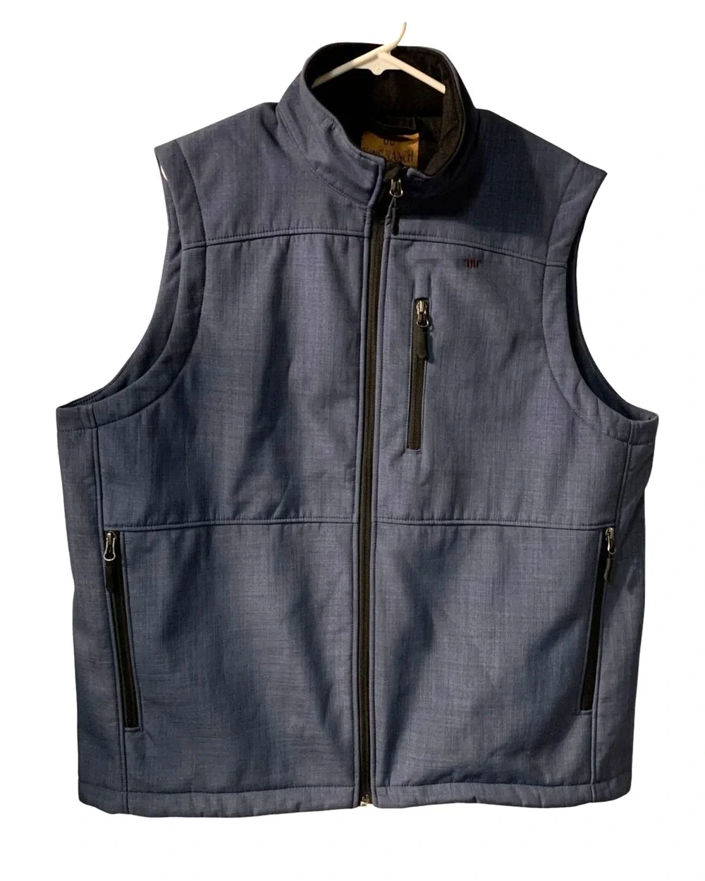 King Ranch Mens Field Vest Size XL Blue Workwear Western Fleece Lined Full Zip
